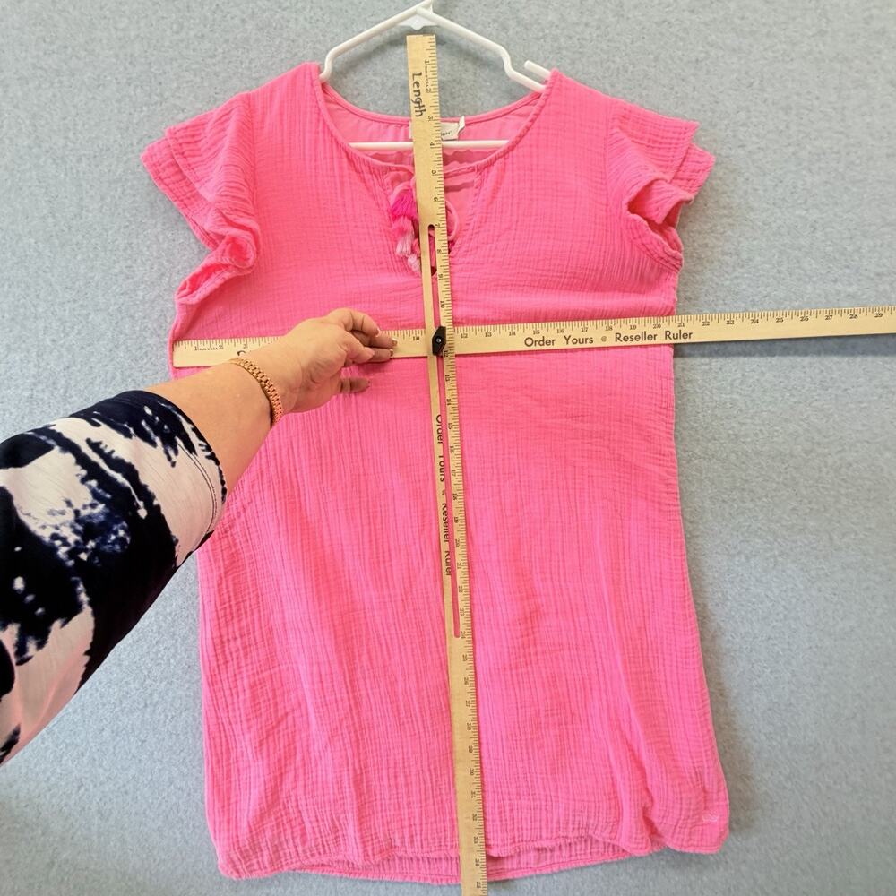Vineyard Vines Dress Small Fuschia Flutter Sleeve Tassel Tie Gauze Spring Preppy - Picture 7 of 11